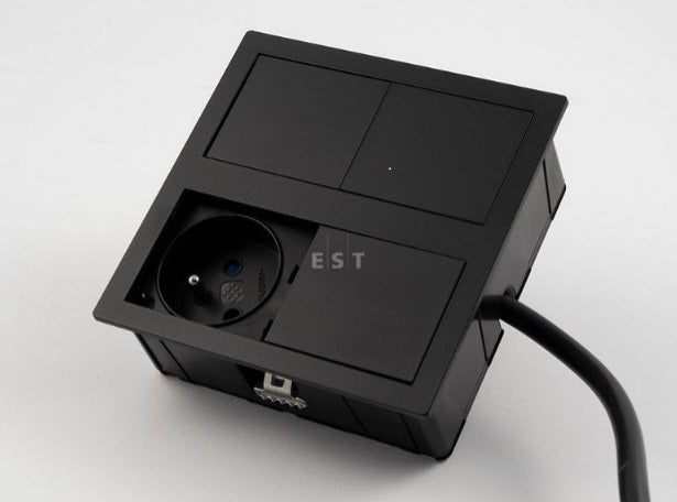 ASA 06015E00016 Vestavná zásuvková jednotka VERSAHIT DUAL 1x230V, 1x USB 5V (A+A), černá matná ASA 06015E00016 Vestavná zásuvková jednotka VERSAHIT DUAL 1x230V, 1x USB 5V (A+A), černá matná
